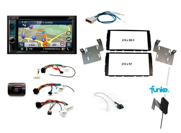 Kenwood komplett headunit pakke Nissan Juke (14-->)/Micra (14-16)/Note (13-->)